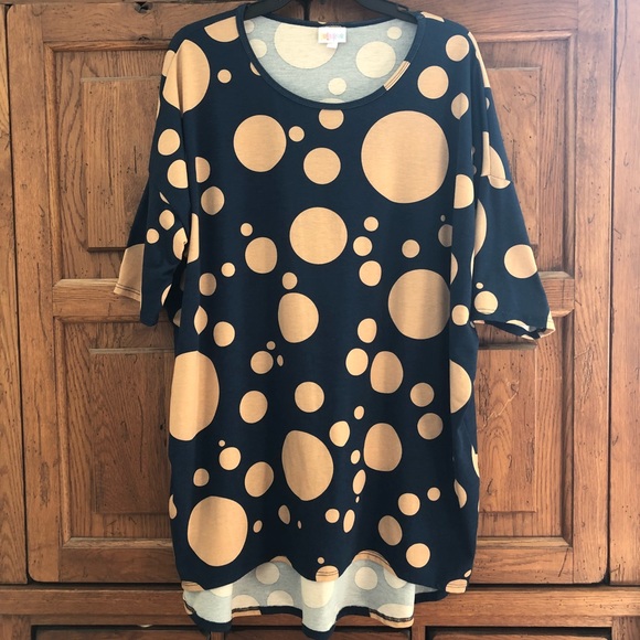 LuLaRoe Tops - LuLaRoe Irma Navy Blue & Tan Top